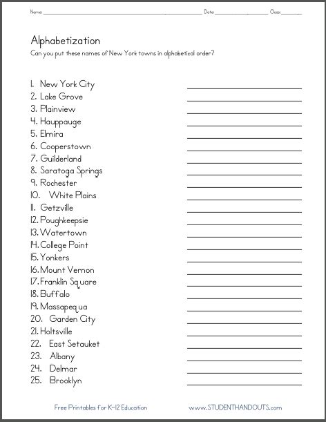 CITIES AND TOWNS IN NYS (Alphabetical Order) .